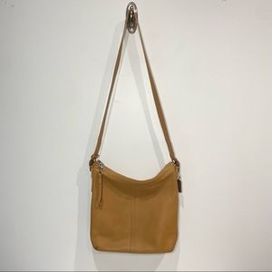 Coach Tan Genuine Leather Crossbody Bag With Adjustable Straps